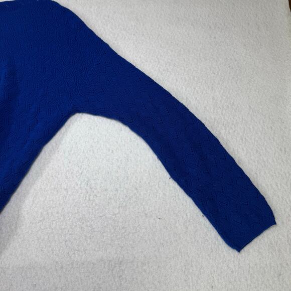 The Limited large Royal Blue Sweater fun Geometric like Design Cashmere Blend - Picture 9 of 11